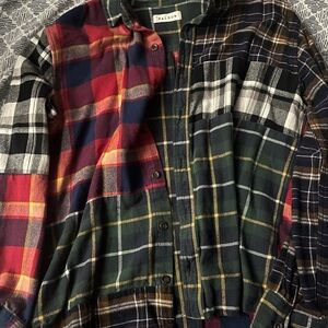 PacSun Men's Multicolor Plaid Shirt (CROPPED)